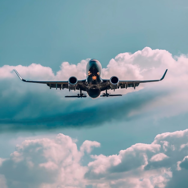 avion dans la fumée bleue