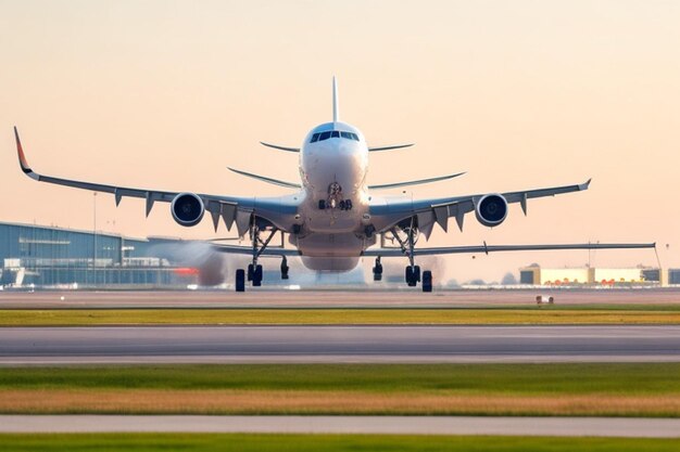 Un avion décollant d'un aéroport