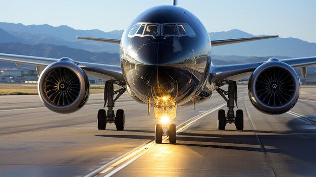 Photo un avion décolle d'une piste d'aéroport