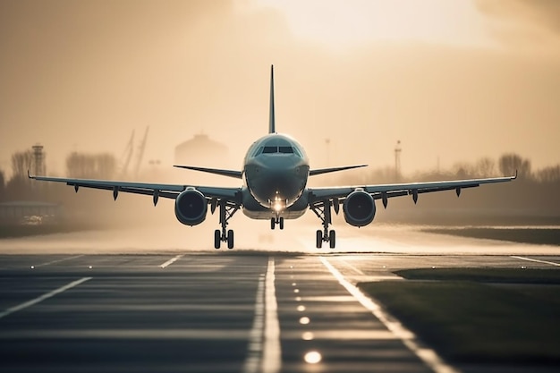 Un avion est sur le point de décoller sur une piste