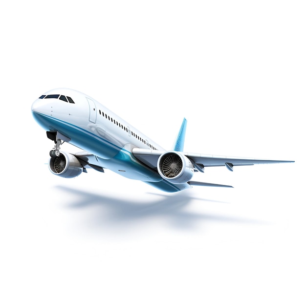 Avion sur fond blanc généré par le concept IA de services de réservation de billets d'avion de voyage