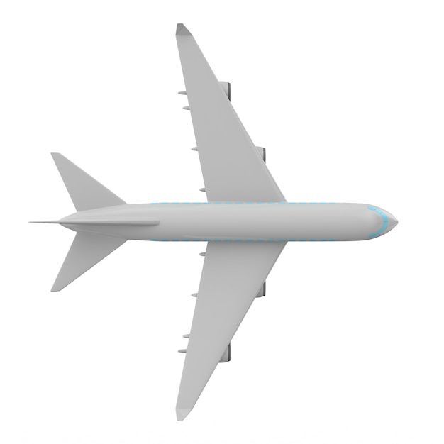 Avion sur fond blanc. Illustration 3D isolée