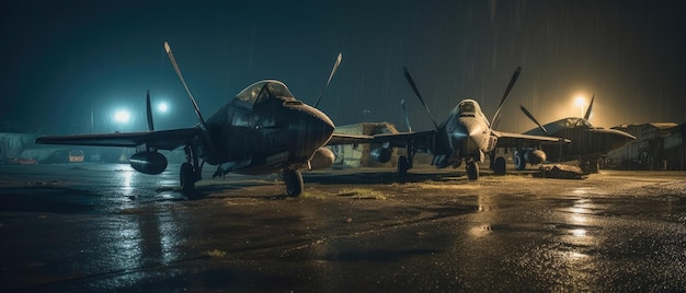 Avion de guerre militaire post apocalypse paysage écran large adondoned affiche photo pluie verdure nuit