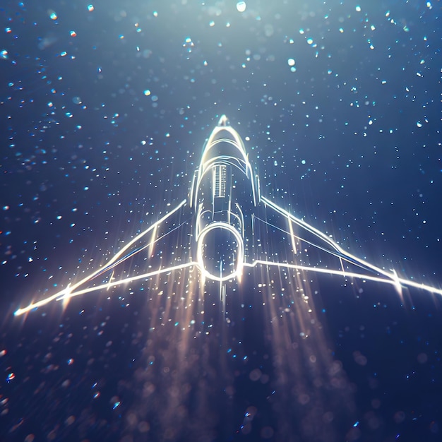 Avion numérique 3D Vector abstrait d'un avion de ligne sur le fond bleu Tourisme de voyage