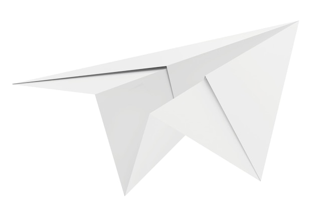 Avion en papier isolé sur fond blanc rendu 3d propre