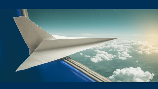 Photo un avion en papier volant dans le ciel