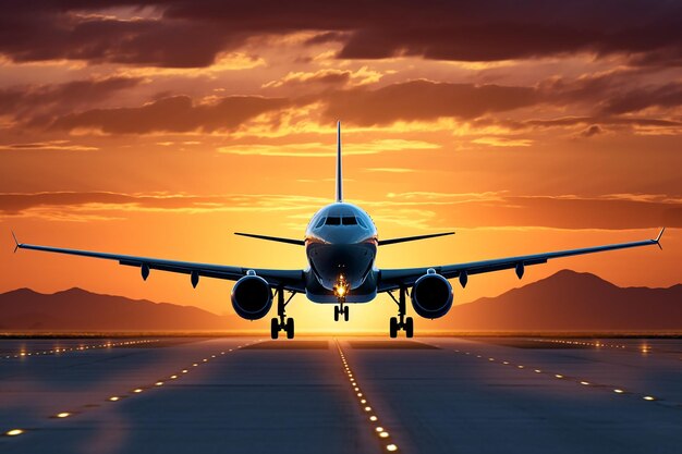 Un avion de passagers décolle de la piste d'un aéroport.