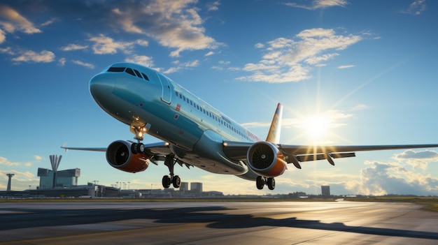 Avion sur la piste de l'aéroport