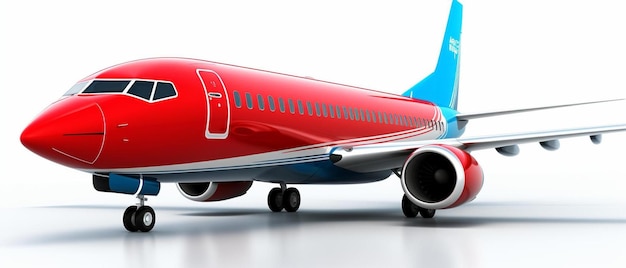 un avion rouge et bleu avec une queue rouge et une queue bleue