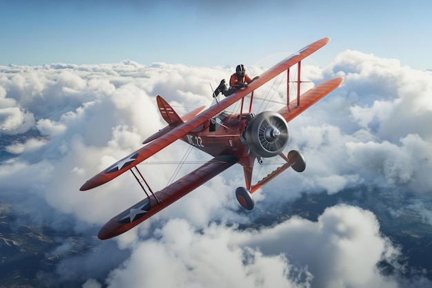 un avion rouge avec le numéro 3 sur la queue