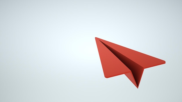 Avion rouge en papier de dessin animé 3D Avion en papier dans le ciel Envoyer un e-mail ou un concept de message