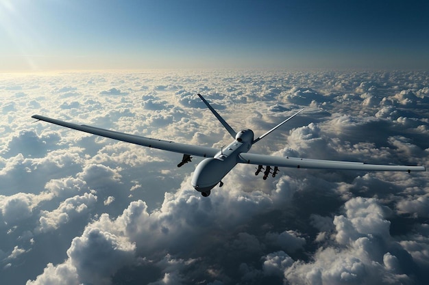 un avion volant au-dessus des nuages dans le ciel