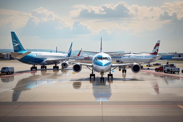 Des avions sur la piste d'un aéroport moderne