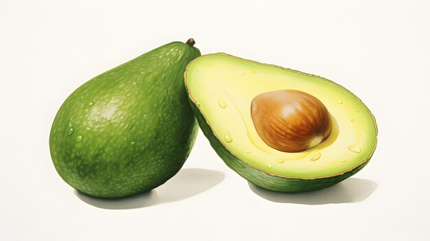 avocado coupé sur un fond blanc