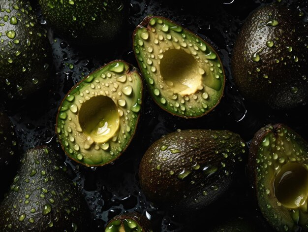 Avocado frais avec des gouttes d'eau En gros