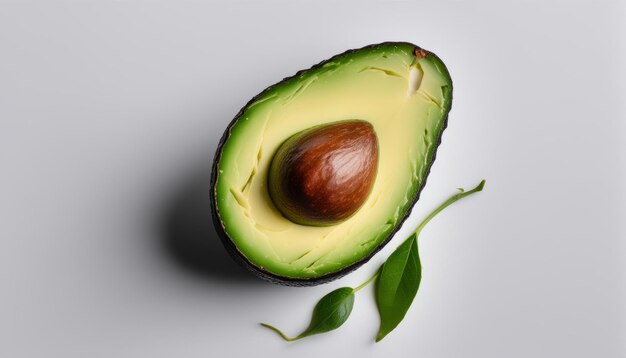 Un avocado vert avec un noyau brun