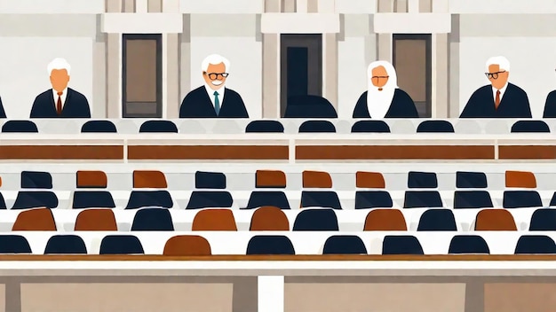 Un avocat âgé devant le tribunal
