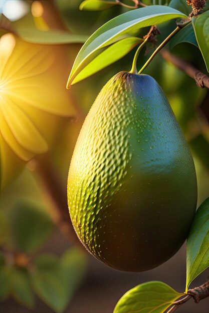 Avocat dans une plantation de verger en gros plan