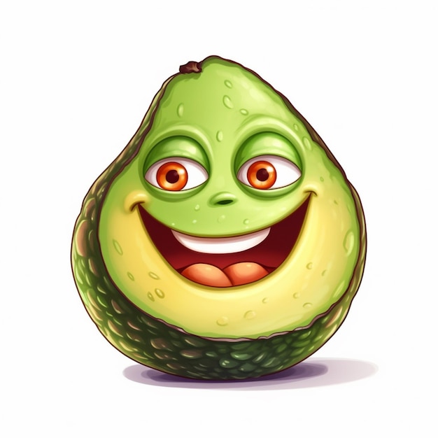 Avocat de dessin animé avec un visage heureux ai génératif