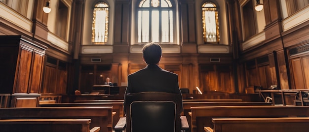 avocat déterminé dans une salle d'audience défendant la justice avec éloquence et conviction