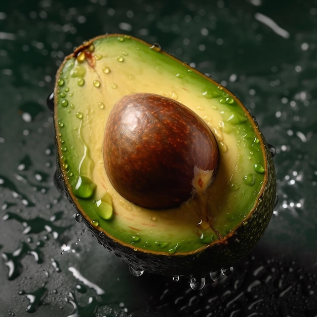 Un avocat avec des gouttelettes d'eau dessus