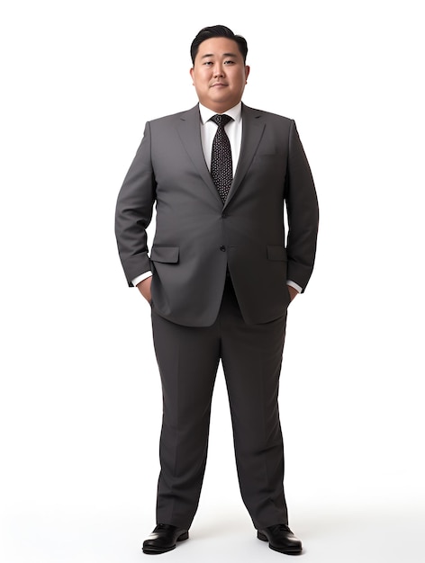 Avocat de professeur d'homme d'affaires asiatique de grande taille à fond blanc