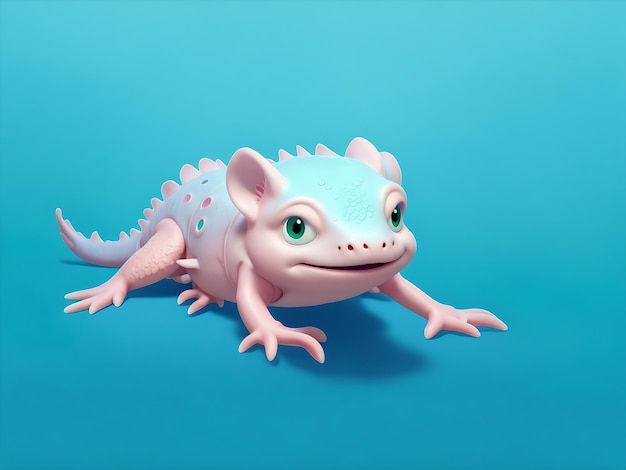 Axolotle à corps entier fond bleu et vert