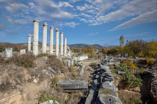 Aydın, Turquie - 30 octobre 2022 : musée de la ville antique d'Aphrodisias ; Sculptures des périodes hellénistique et romaine trouvées dans les fouilles d'Aphrodisias.