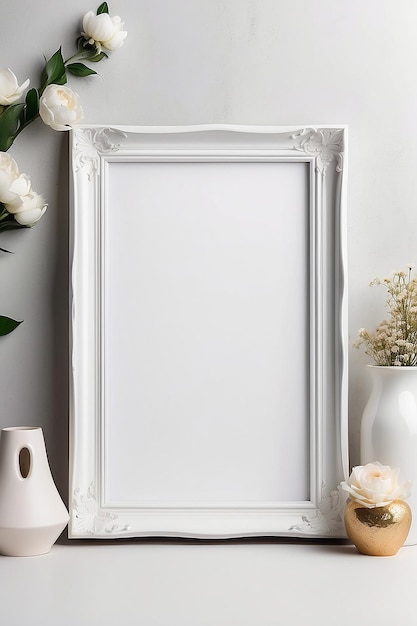 Azalea Allegro Artistry blanc Modèle de cadre avec un espace blanc vide pour placer votre conception