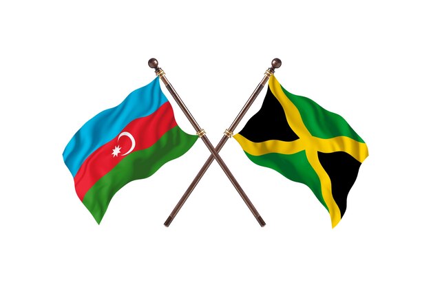 L'Azerbaïdjan contre l'arrière-plan de drapeaux de deux pays de la Jamaïque