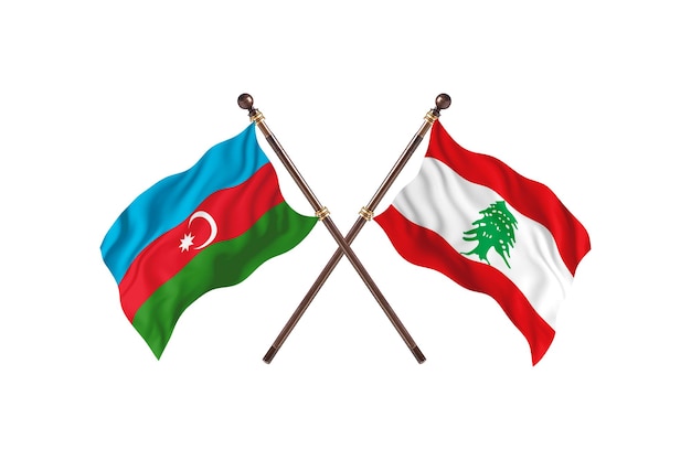 L'Azerbaïdjan contre le Liban deux pays drapeaux fond