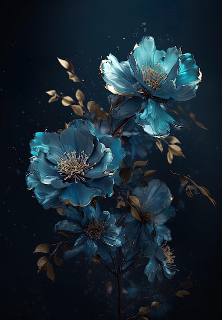 Azure fleurit des fleurs bleues sur un fond serein 32Kinspired