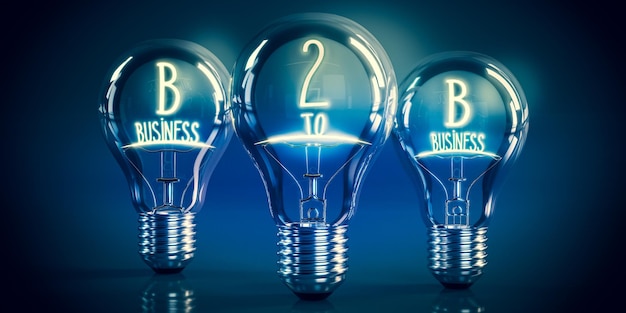 B2B business to business concept brillant ampoules illustration 3D