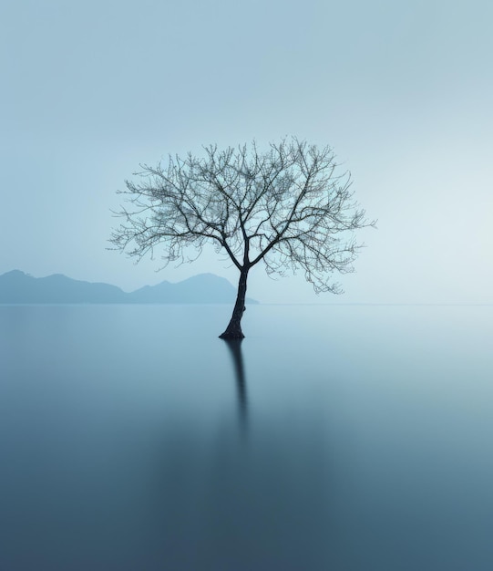 Photo ba arbre au milieu d'une masse d'eau