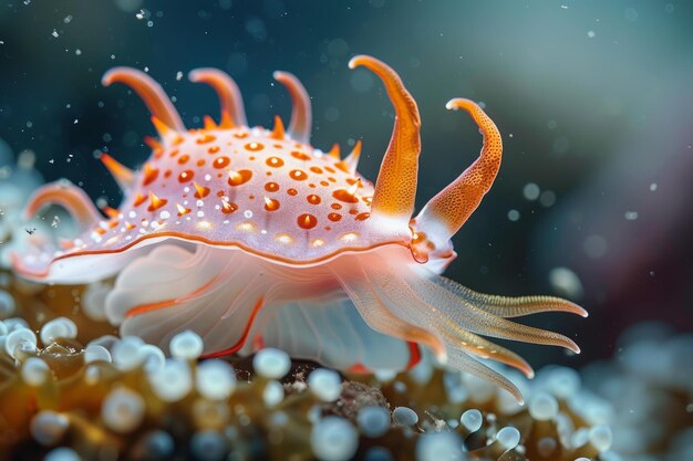 Photo ba des nudibranches colorés rampent sur le fond de l'océan