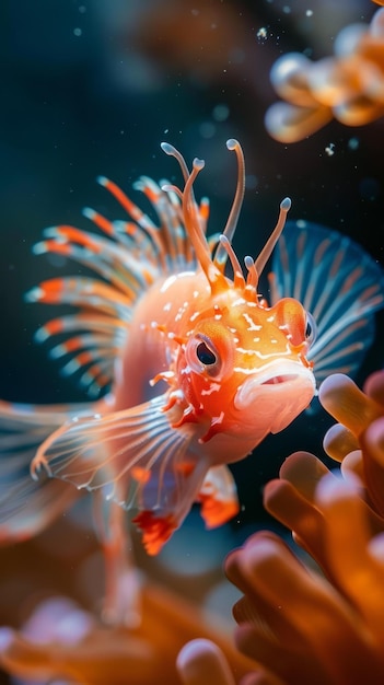 BA Photo d'un poisson coloré nageant dans un récif de corail