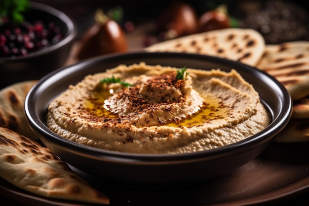 Baba ghanouj sur fond de marbre ai génératif