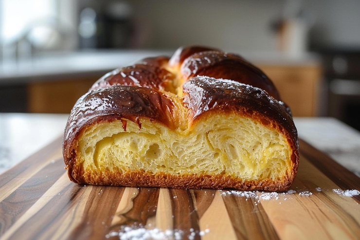 Photo babka ou pain de brioche avec cannelle et sucre brun