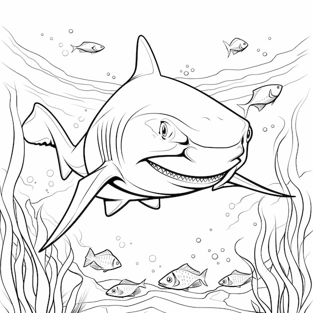 Photo baby shark fun nocolor page à colorier avec des lignes épaisses et peu de détails pour les enfants