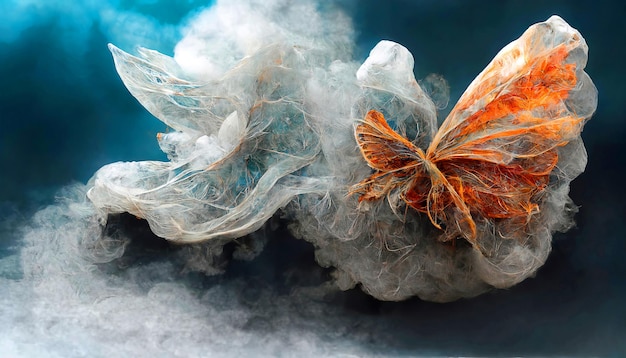 Backgrande 3D coloré fusionné avec de la fumée dans une atmosphère surréaliste