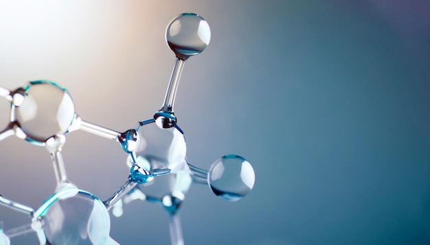 Background scientifique avec des molécules et un modèle atomique Structure nanomoléculaire abstraite