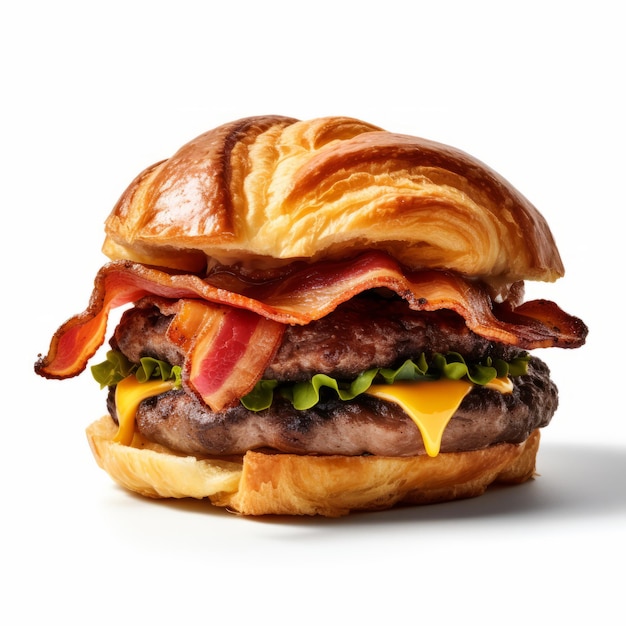 Bacon Cheddar Croissant Burger Un délice Heistcore avec une authenticité non polie