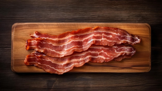 Bacon sur table en bois Un délicieux petit déjeuner