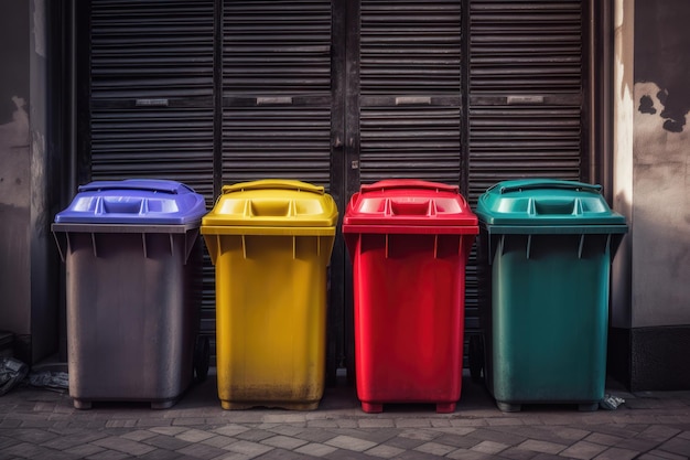 Bacs de recyclage et tri des déchets générés par l'IA