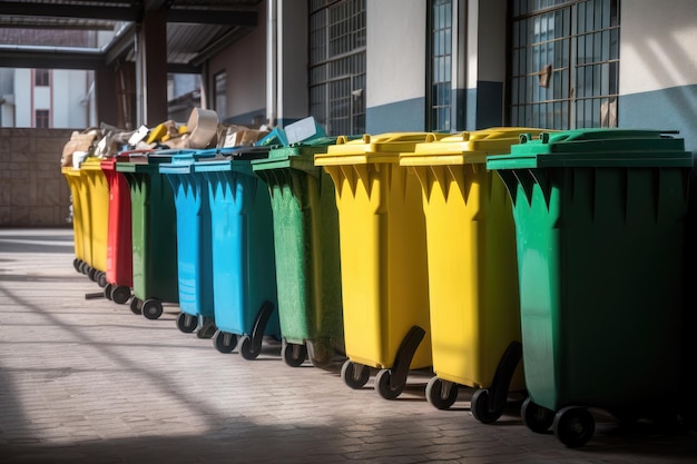 Bacs de recyclage et tri des déchets générés par l'IA