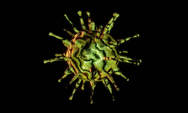 Bactéries abstraites ou cellules virales en forme sphérique avec de longues antennes Virus corona de Wohun Chine concept de crise Concept d'infection pandémique ou virale Rendering 3D