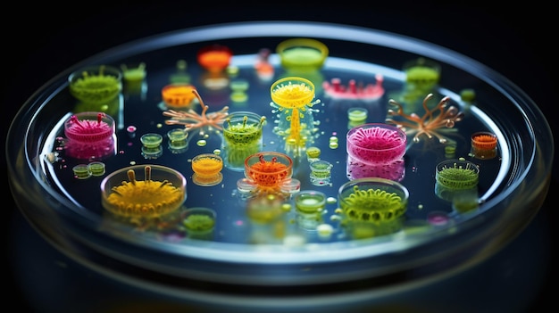 Photo bactéries dans une boîte de petri