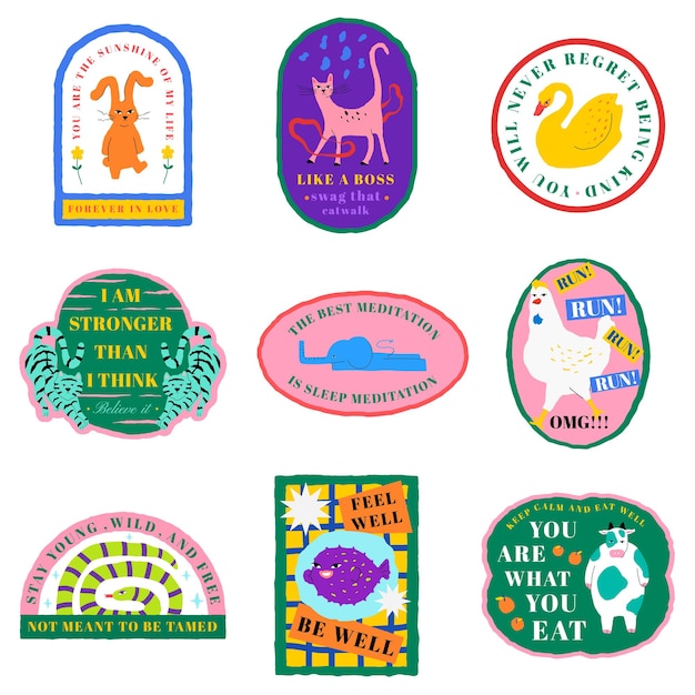 Badge d'animal Png avec un jeu de citations motivationnelles