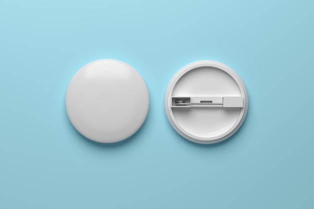 Photo badge blanc sur fond bleu rendu 3d