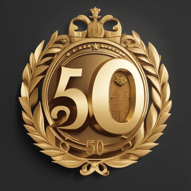 badge doré de vecteur pour le 50e anniversaire